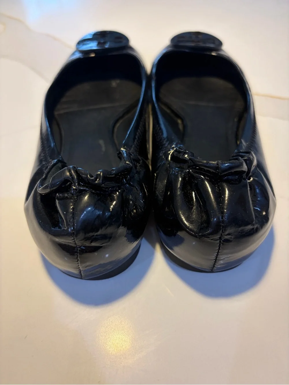 Tory Burch Reva Black Patent Leather Ballet Flats Women’s Size 8